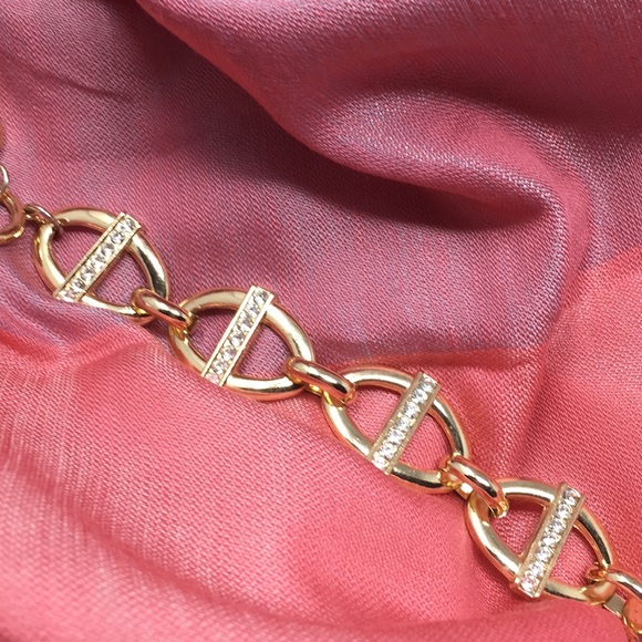 Gold Pave Crystal Link Bracelet 7โ 8โ New Toggle - Picture 4 of 6